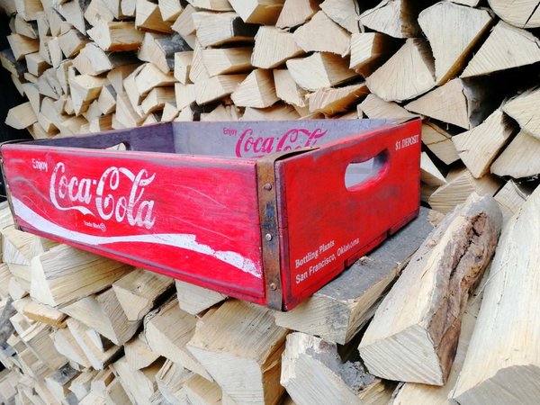 USA Coca Cola Holzkiste Deko US Kiste Holz rot
